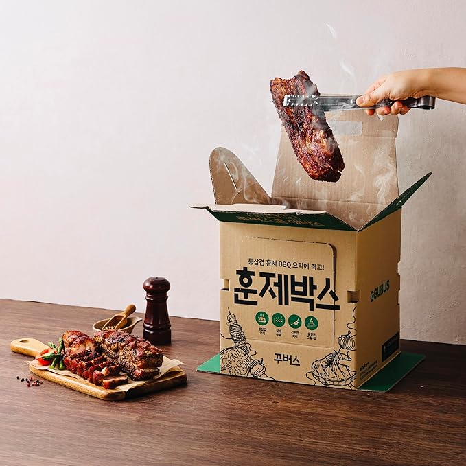 GGUBUS Grill House-All-in-One Disposable BBQ Grill 꾸버스 일회용 접이식 훈제박스 바베큐그릴
