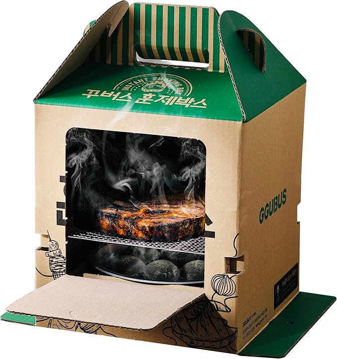 GGUBUS Grill House-All-in-One Disposable BBQ Grill 꾸버스 일회용 접이식 훈제박스 바베큐그릴 - 이미지 3